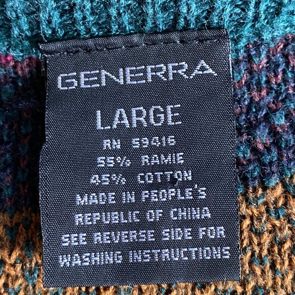 Vintage Generra Aztec Button Cardigan Kurt Cobain Grandpa Sweater Grunge 90s-L - Picture 12 of 14